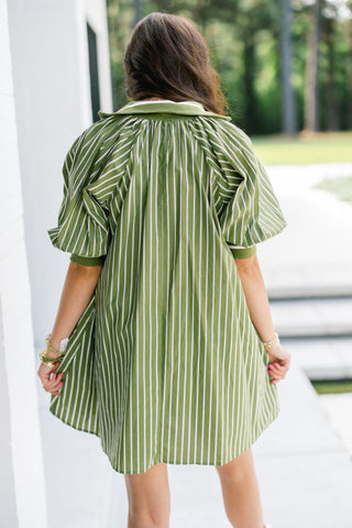 Sage Striped Zipper Dress - Instyle Boutique