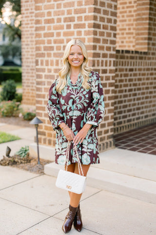 Time After Time Brown Printed Dress - Instyle Boutique