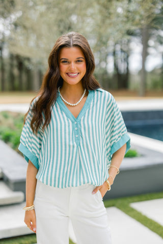 Mya Mint Striped Top - Instyle Boutique