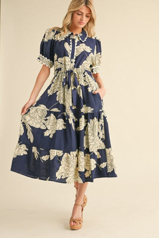 Touch Of Florals Navy Printed Dress