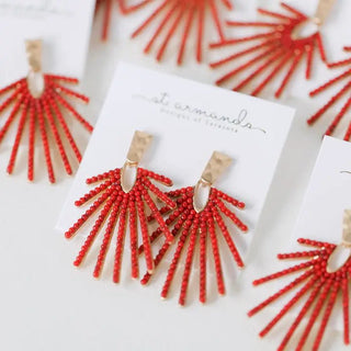Red Sunburst Statement Drop Earrings - Instyle Boutique