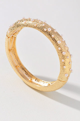 Textured Pearl Gold Bracelet