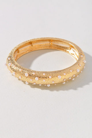 Textured Pearl Gold Bracelet