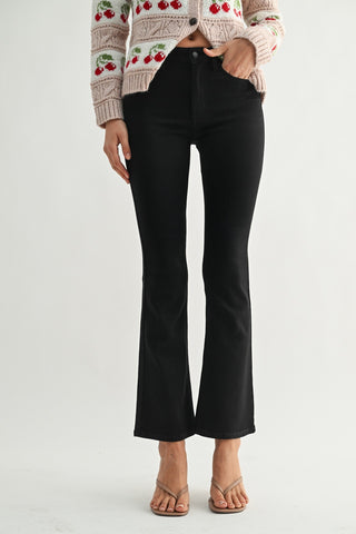 Sculpt & Flare: Mid - Rise Slim Bootcut Jeans in Onyx Black - Instyle Boutique