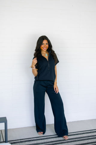 Tranquil Black Zip-Up Set