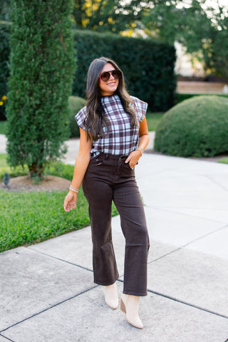 Blue Me Away Plaid Sweater Top