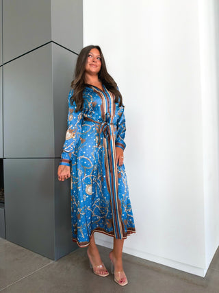 Moment To Myself Blue Printed Midi Dress - Instyle Boutique