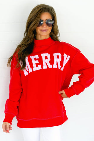 Red Merry Gingham Sweatshirt *PREORDER*