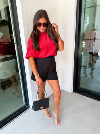 Cherry Charm Scallop Top