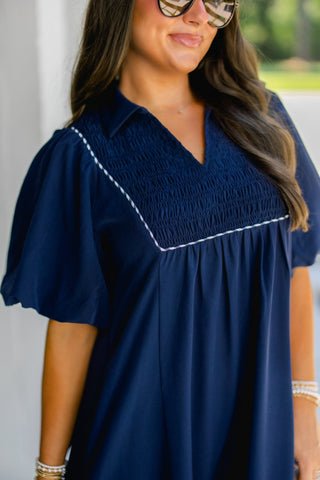 Navy Charm Midi Dress - Instyle Boutique