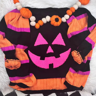 Jack-O-Lantern Neon Pink Fluffy Tee