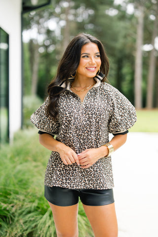 Whatever She Wants Taupe Leopard Top
