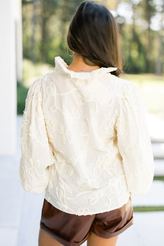 Whispered Blooms Ivory Embroidered Blouse
