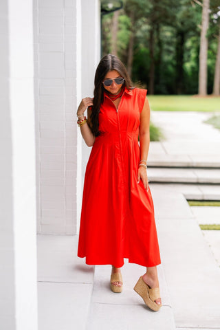 Rest Assured Red Pleated Dress - Instyle Boutique