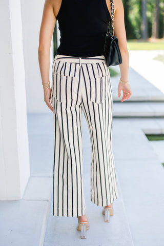 City Lines Black Stripe Pants - Instyle Boutique