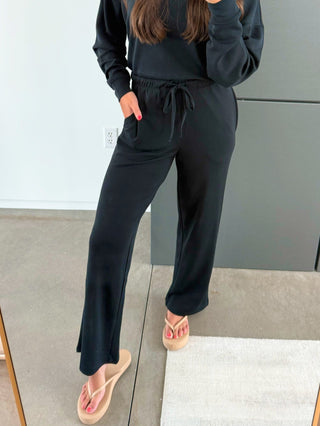 Black Cloud Wide Leg Scuba Pants - Instyle Boutique