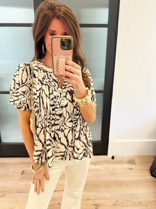 Midnight Blooms Black Top - Instyle Boutique