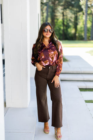 Plum Pretty Satin Top - Instyle Boutique