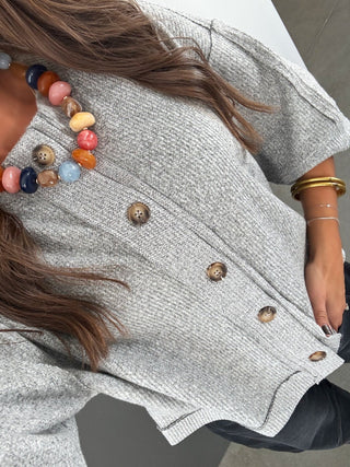 Haley Heather Grey Sweater Top - Instyle Boutique