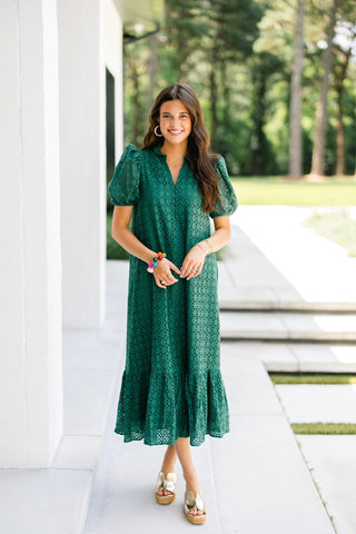 Whimsy Daydream Hunter Green Dress - Instyle Boutique