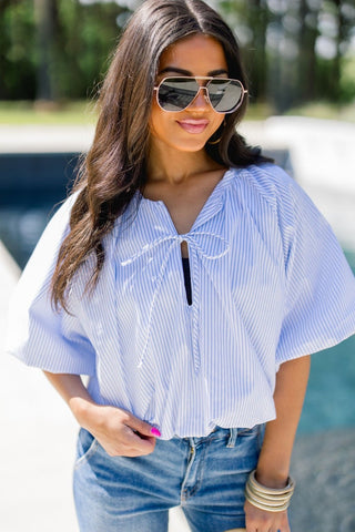 Something Blue Balloon Top - Instyle Boutique