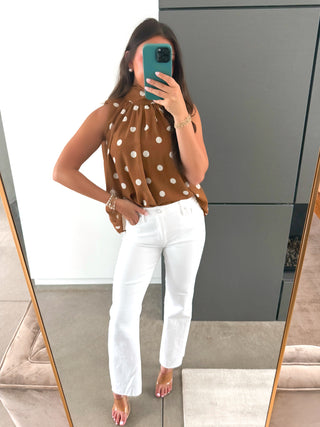 Dotted Elegance High Neck Top - Instyle Boutique