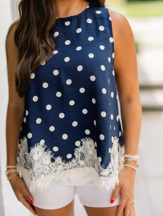 Simply Perfect Navy Dotted Tank - Instyle Boutique