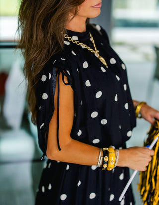 Preppy Chic Polka Dot Dress- Black - Instyle Boutique