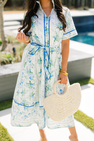 Wisteria Path Blue Floral Dress - Instyle Boutique