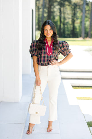Pretty In Plaid Navy Top