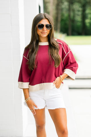 Busy Days Burgundy Top