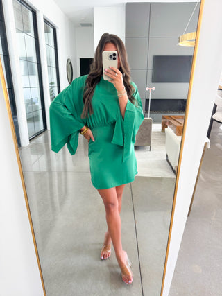 Live In The Moment Emerald Satin Mini Dress