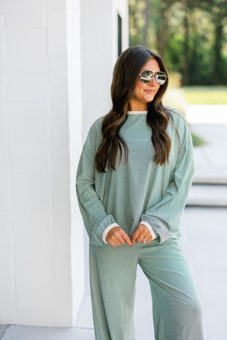 Casual Cutie Green Striped Set