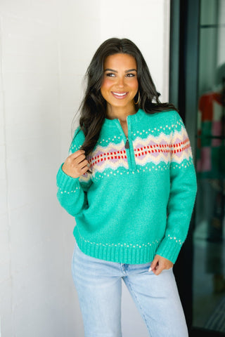 Home For The Holidays Green Sweater - Instyle Boutique