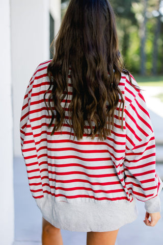 Simply Striped Mock Neck Pullover - Instyle Boutique