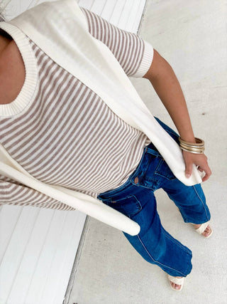 Casually Chic Ivory Striped Sweater Top - Instyle Boutique