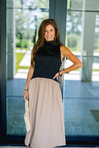 Stay Awhile Black Colorblock Dress - Instyle Boutique