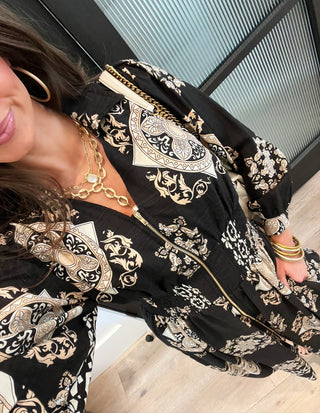 Midnight Mosaic Black Zipper Dress - Instyle Boutique