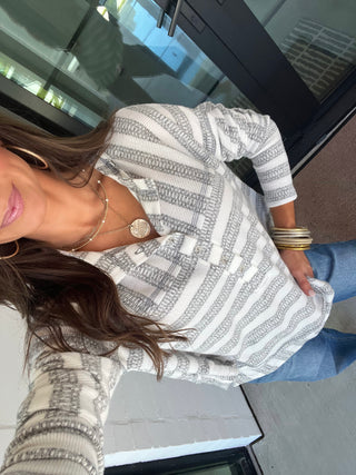 Casual Girls Grey Striped Top