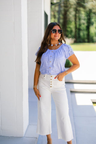 Lovely Periwinkle Textured Lace Top - Instyle Boutique
