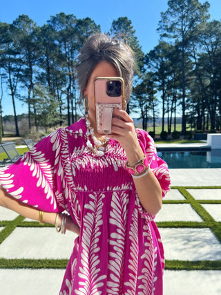 Palm Breeze Magenta Midi Dress - Instyle Boutique