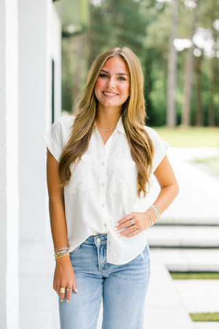 Everyday Moments Button Up Shirt- White