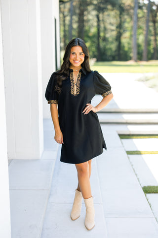 There She Goes Black Leopard Dress