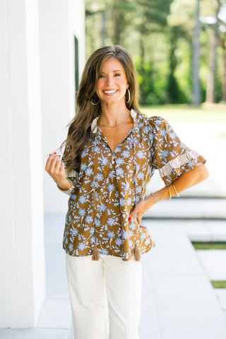 By Your Side Brown Floral Top