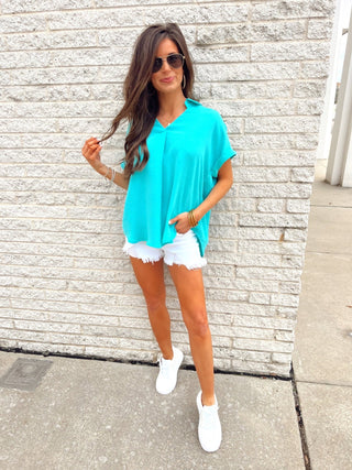 All That And More Aqua Top - Instyle Boutique