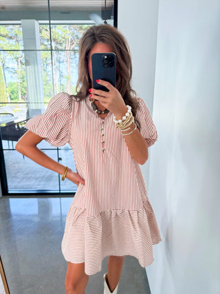 Tuscan Stripe Mini Dress