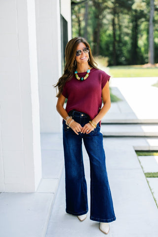 Busy Days Burgundy Sweater Top - Instyle Boutique