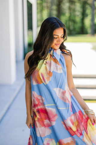 Finally Summer Blue Floral Midi Dress - Instyle Boutique