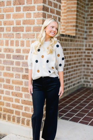 Keep It Neutral Polka Dot Sweater Top