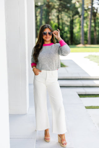 Pink Pop Stripe Cozy Knit Sweater - Instyle Boutique